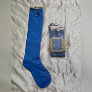 NWT & NWOT Lot Of 2 Women's Sofia Vitali Tall Boot Socks Blue Lace  One Size